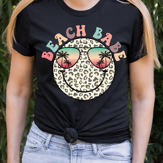 Beach Babes Leopard Smiley Full Color DTF Transfers