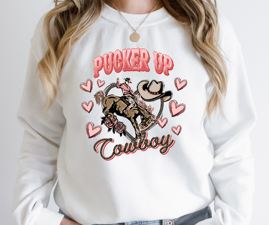 Pucker Up Cowboy Western Valentines Full Color DTF Transfers