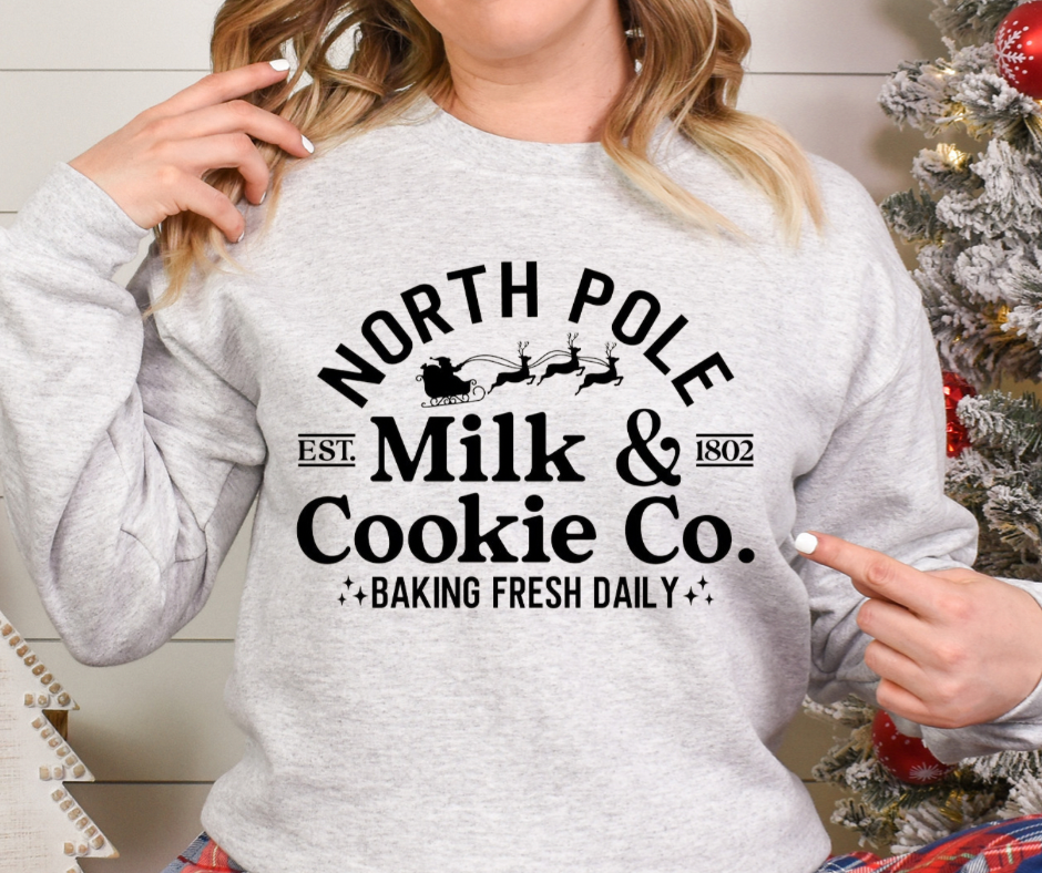 North Pole Milk & Cookie Co Full Color DTF Transfer