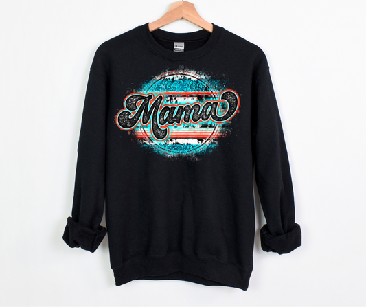 Mama Western Turquoise Serape Full Color DTF Transfer