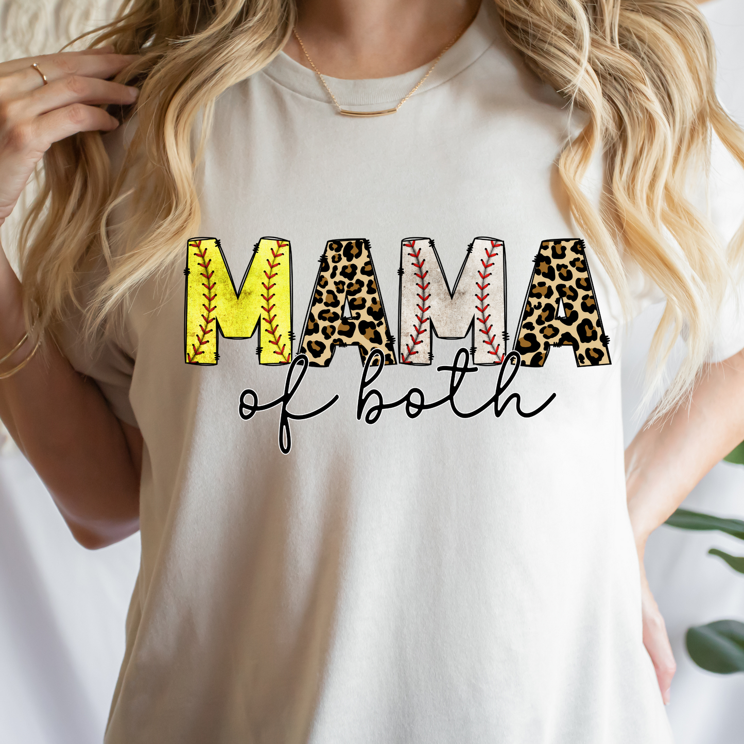 Mama of Both Softball Baseball Leopard Full Color DTF Transfer