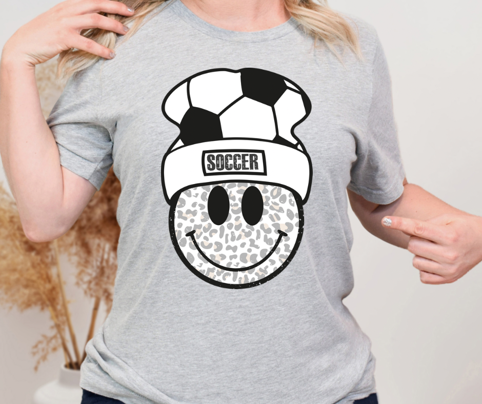 Soccer Beanie Smiley Full Color DTF Transfer