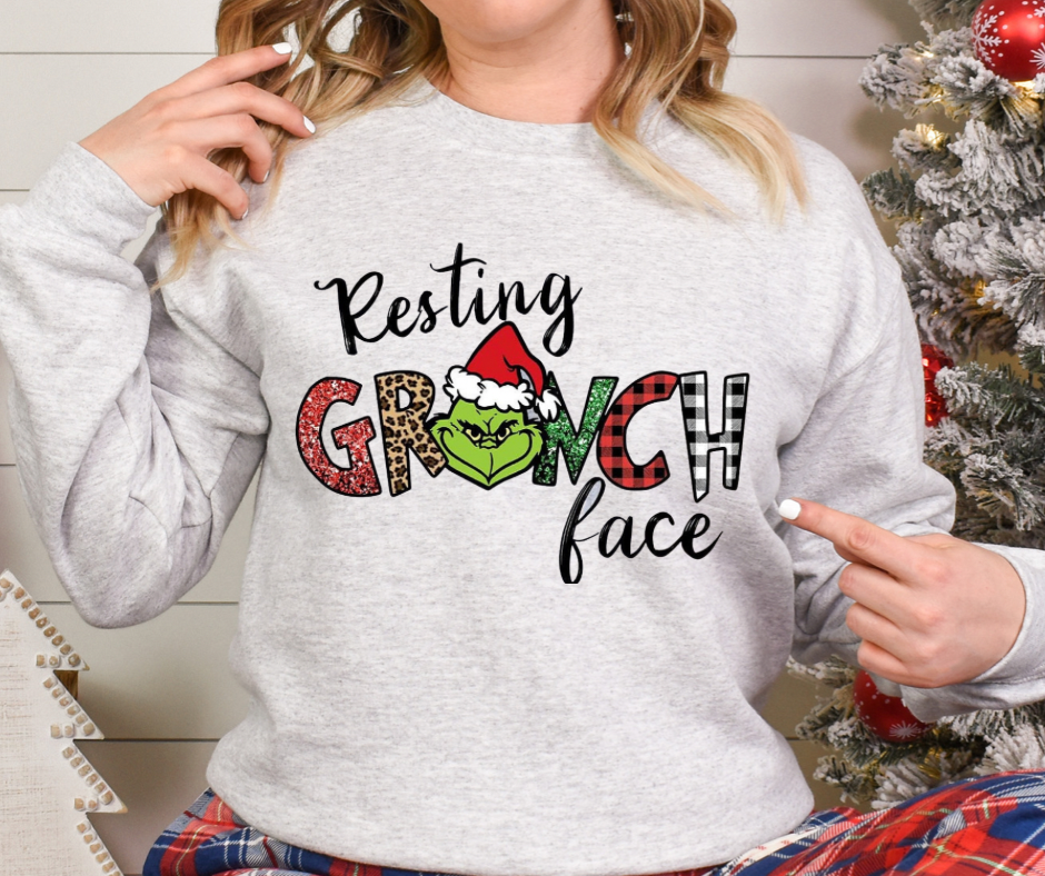 Resting Grinch Face Full Color DTF Transfer