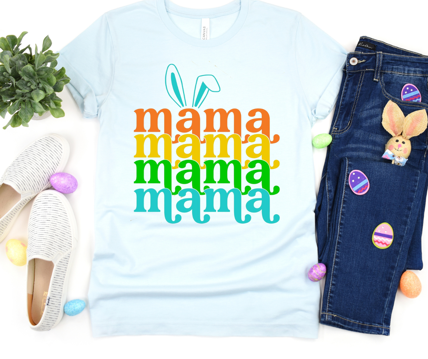 Multi Color Mama Repeat Easter (Color Ears) Full Color DTF Transfer