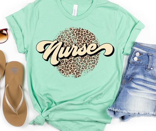 Leopard Circle Retro Nurse Full Color DTF Transfers