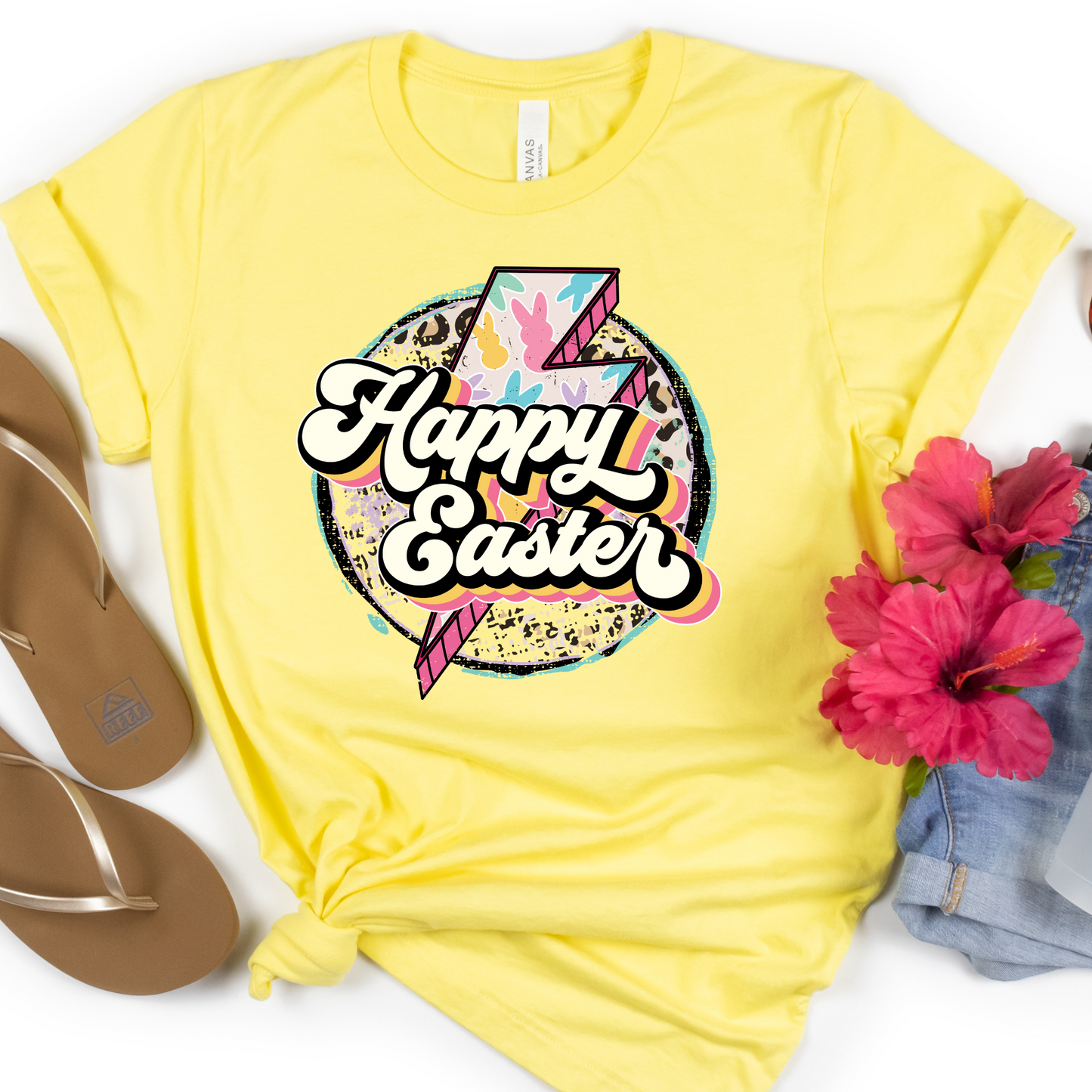 Happy Easter Peeps Lightening Bolt Full Color DTF Transfer