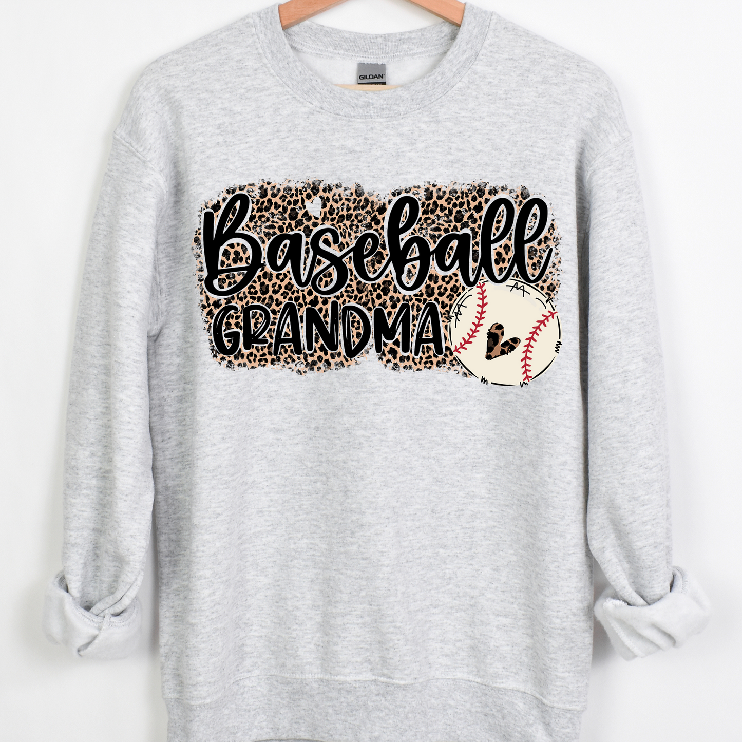 Baseball Grandma Leopard Background Full Color DTF Transfer