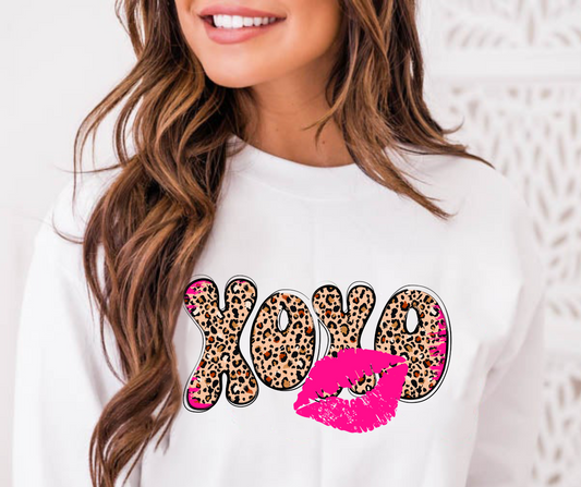 XOXO Leopard Pink Lips  Full Color DTF Transfers