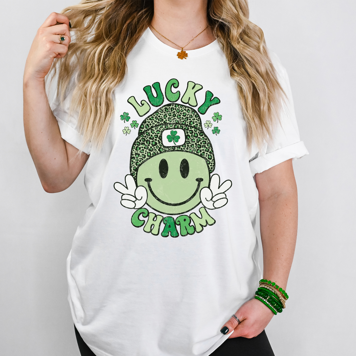 St Patrick's Lucky Charm Smiley Face Beanie Full Color DTF Transfer