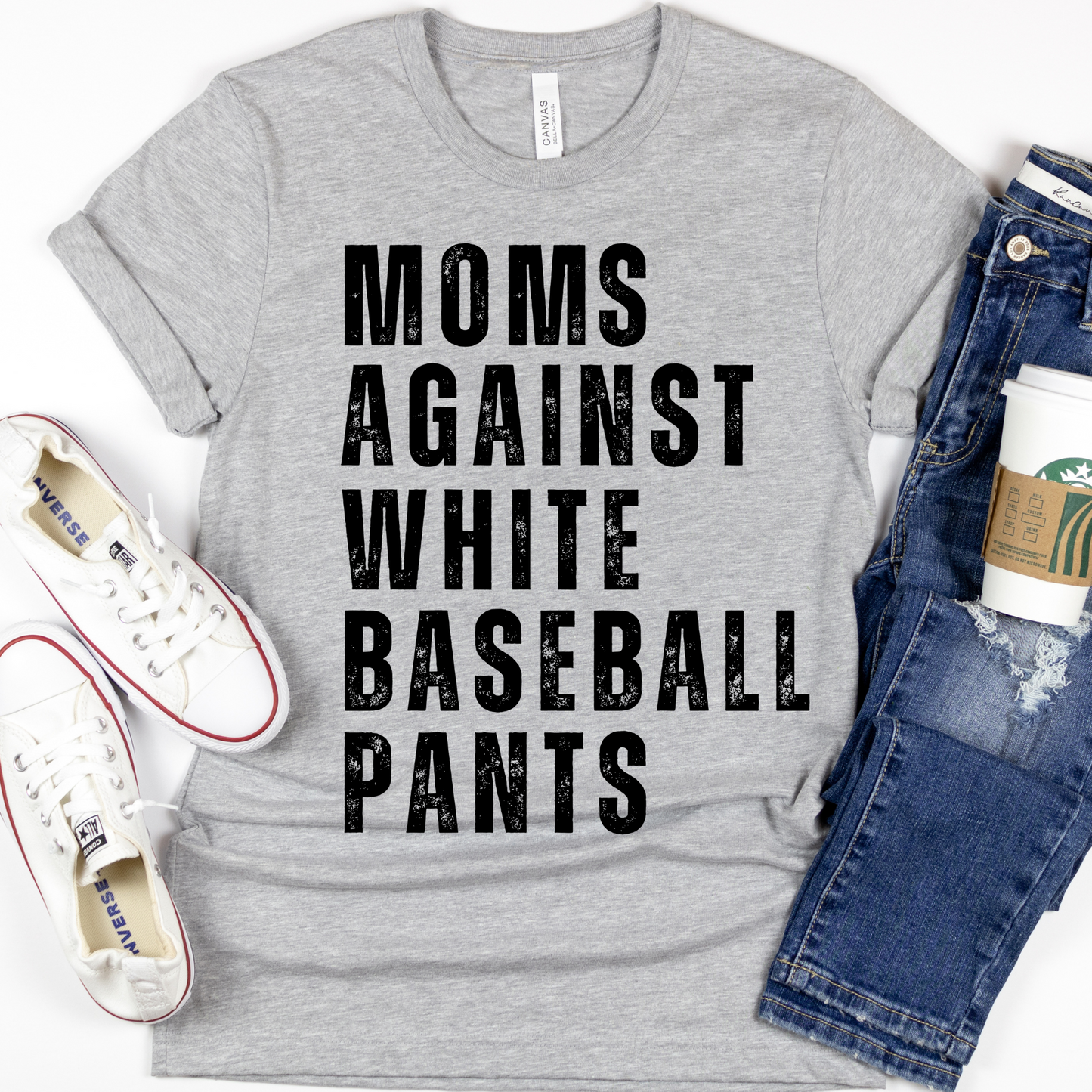 Moms Against White Baseball Pants Full Color DTF Transfer