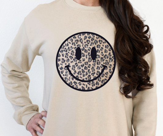 Leopard Smiley Face Full Color DTF Transfer