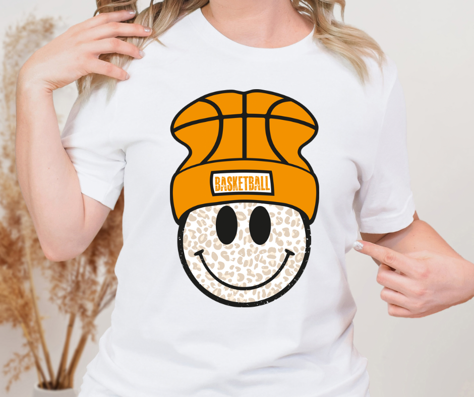 Basketball Beanie Smiley Full Color DTF Transfer