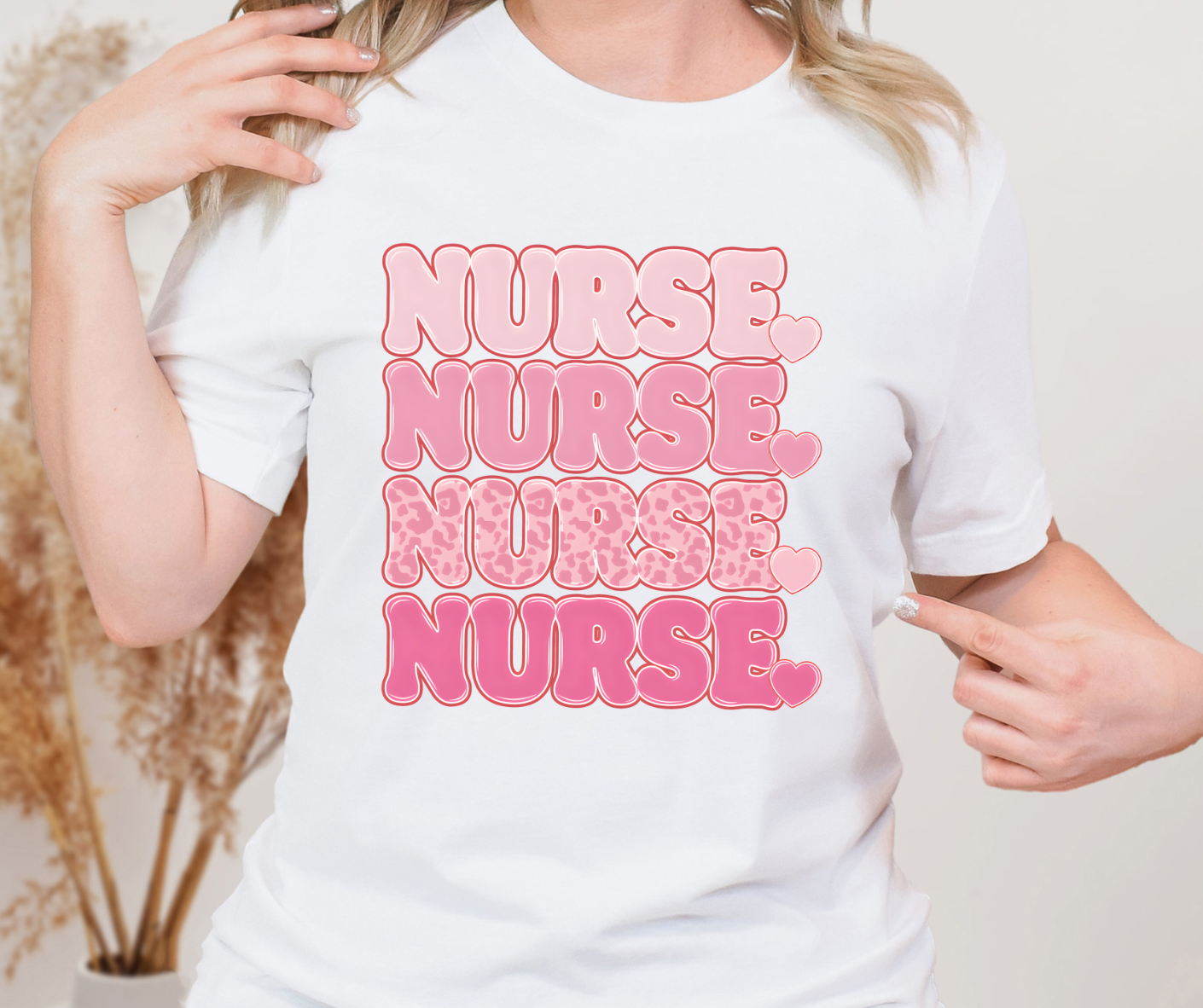 Pink Nurse Repeat Full Color DTF Transfers