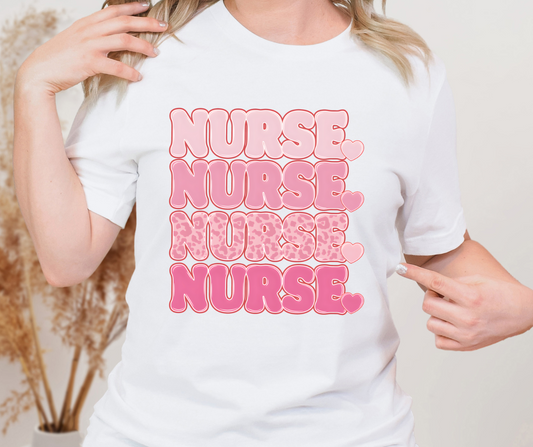 Pink Nurse Repeat Full Color DTF Transfers