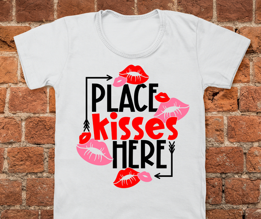 Place Kisses Here Full Color DTF Transfer