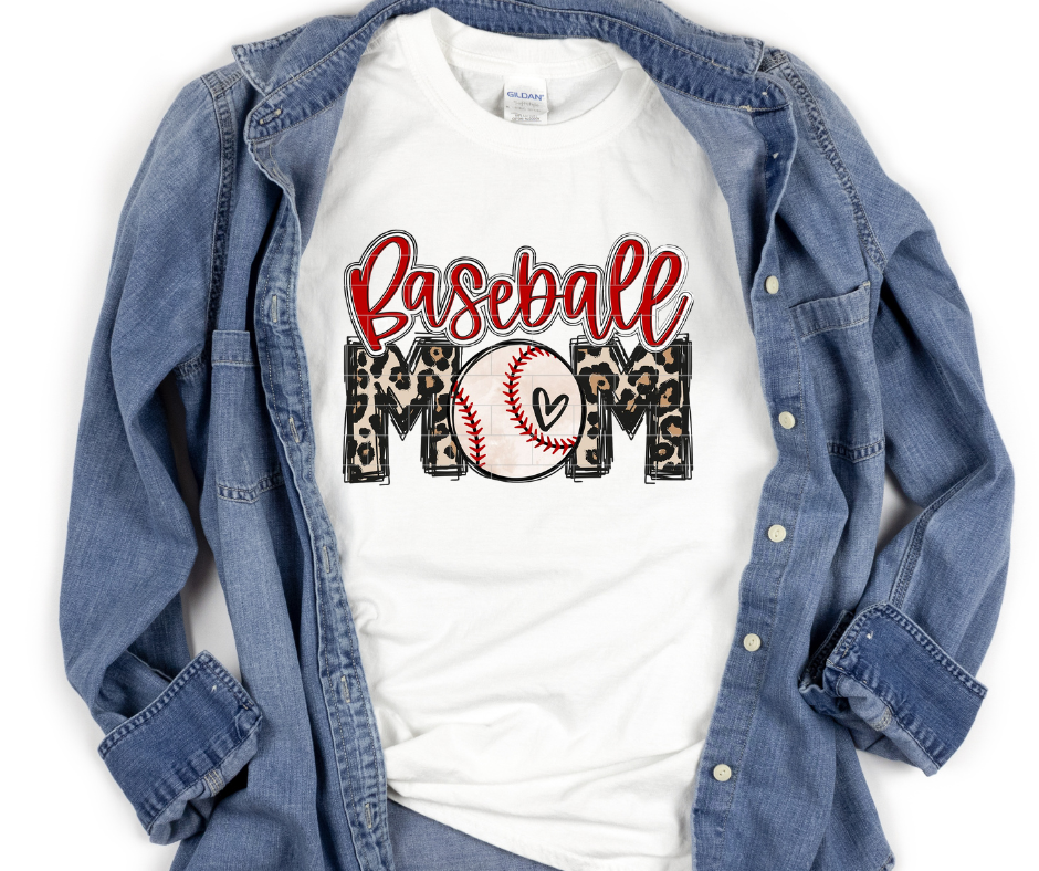 Baseball Mom Leopard Full Color DTF Transfer