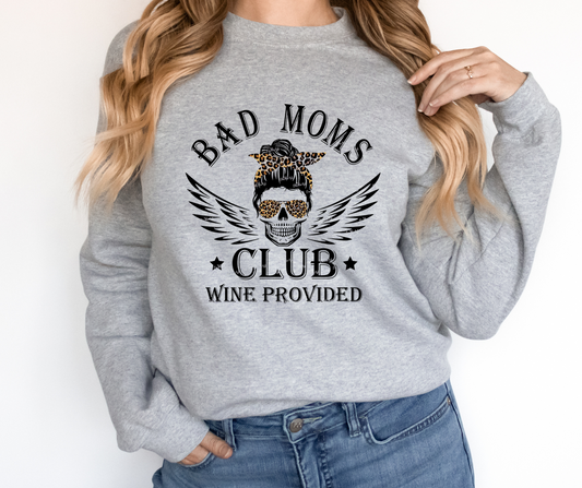 Bad Moms Club Messy Bun Skull w/Wings Full Color DTF Transfer