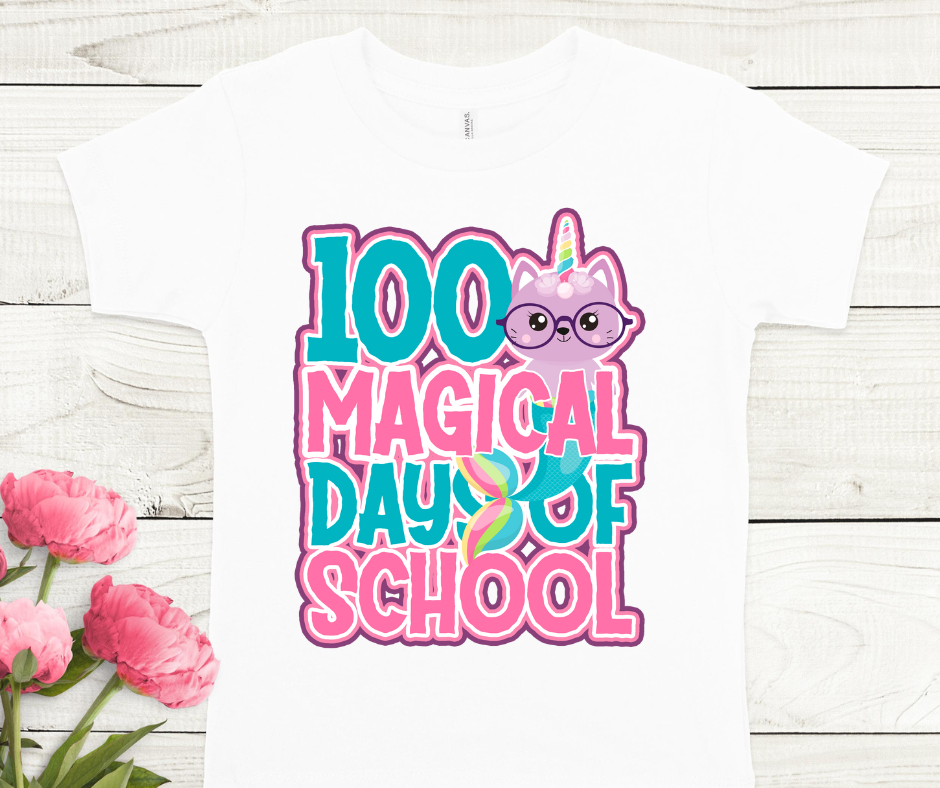 100 Magical Days Cat Mermaid Full Color DTF Transfers