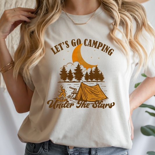 Lets Go Camping Under The Starts Full Color DTF Transfer