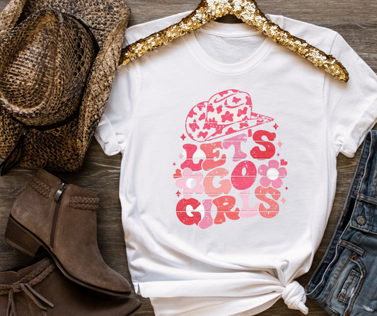 Let’s Go Girls Pink Distressed Western Full Color DTF Transfer