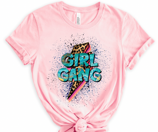 Girl Gang Leopard Lightening Bolt Paint Splatter  Full Color DTF Transfer