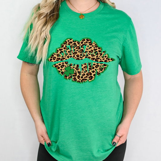 St Patrick's Leopard Lips w/Clover Full Color DTF Transfer