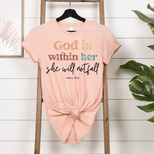 God Is Within Her She Will No Fall Full Color DTF Transfer