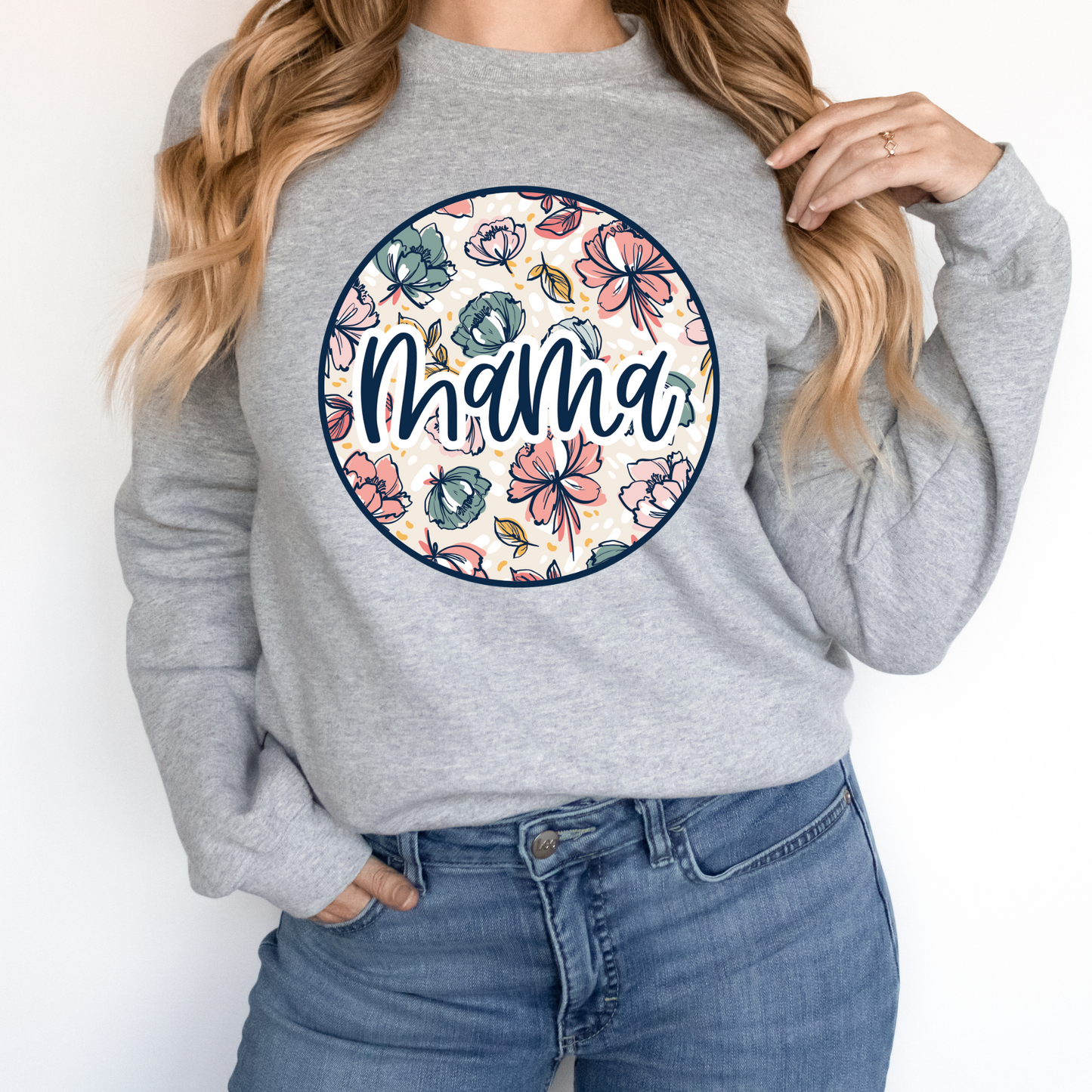 Mama Floral Filled Circle Full Color DTF Transfer