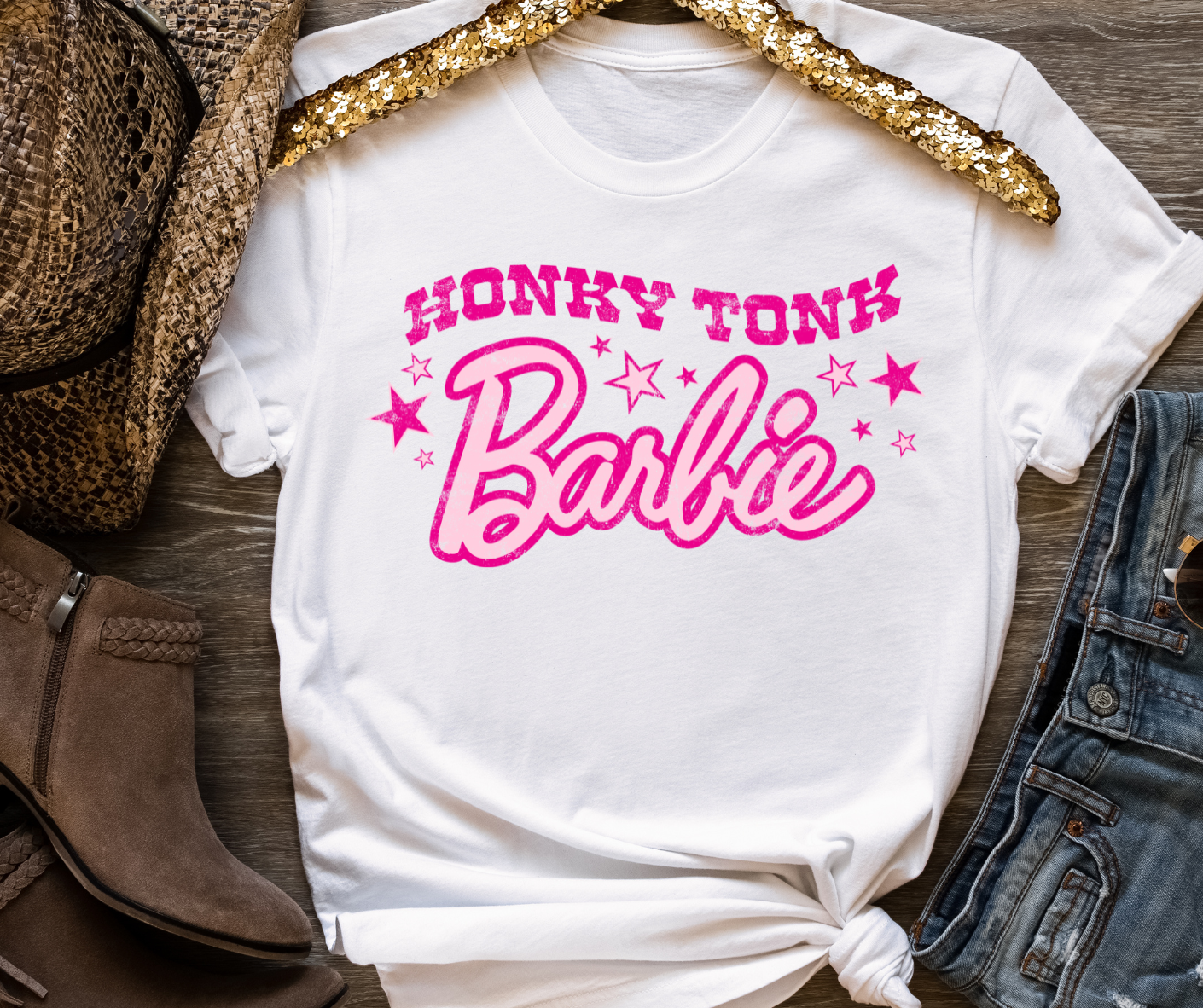 Pink Honky Tonk Barbie Full Color DTF Transfers