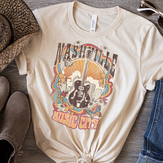 Nashville Music City Distressed Western Full Color DTF Transfers