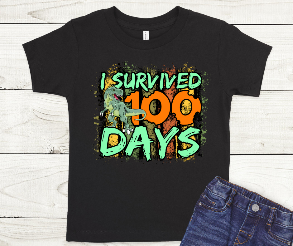 I Survived 100 Days Dinosaur Full Color DTF Transfers