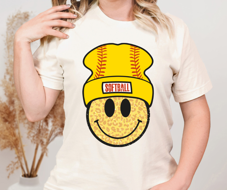 Softball Beanie Smiley Full Color DTF Transfer