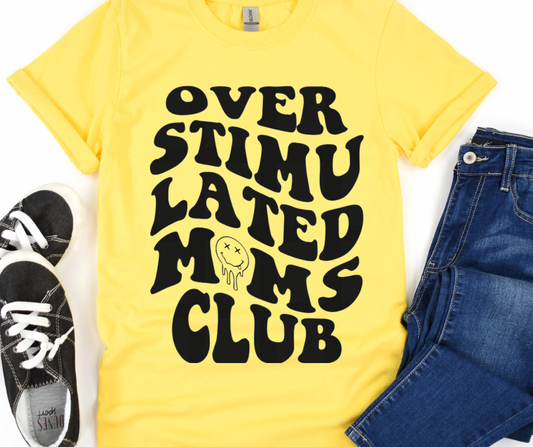 Overstimulated Moms Club Melting Smiley Face Full Color DTF Transfer