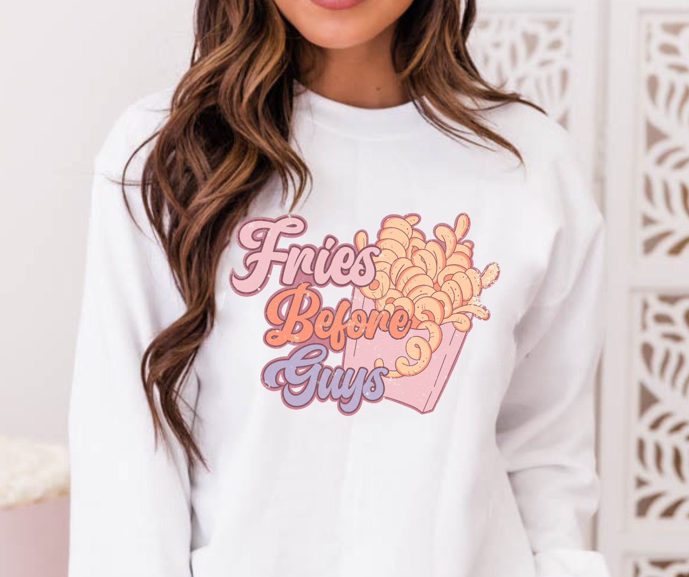 Fries Before Guys Valentines (Curly Fries) Full Color DTF Transfers