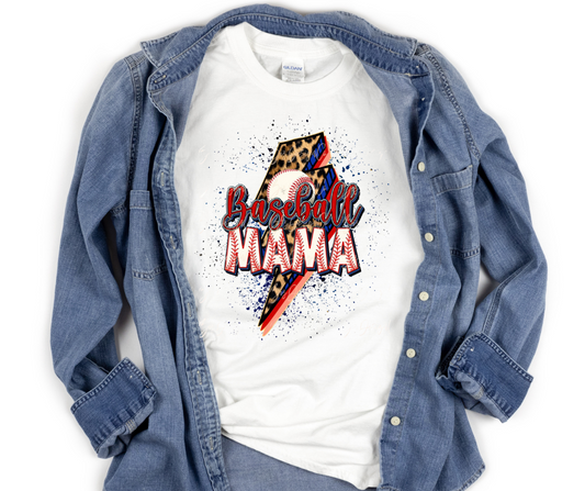 Baseball Mama Lightening Bolt Full Color DTF Transfer