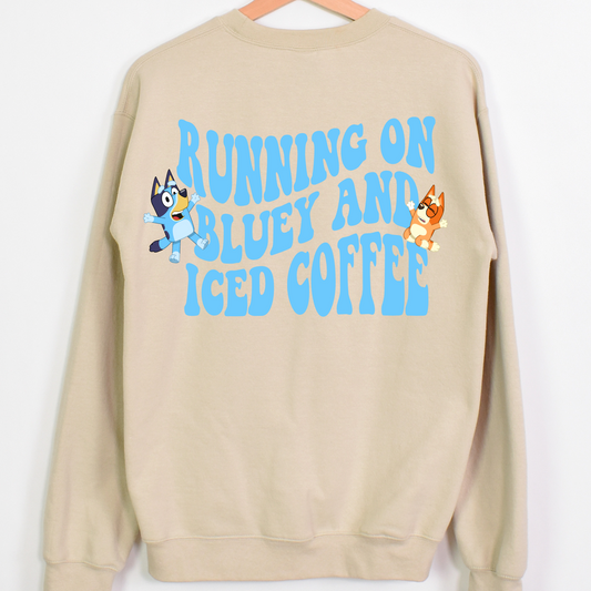 Running on Bluey and Iced Coffee Full Color DTF Transfer