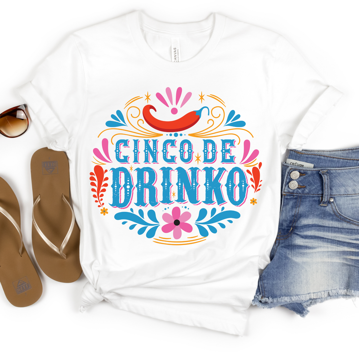 Cinco De Drinko (Blue/Magenta w/pepper) Coffee Full Color DTF Transfers