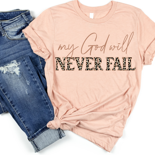 My God Will Never Fail Leopard Full Color DTF Transfer