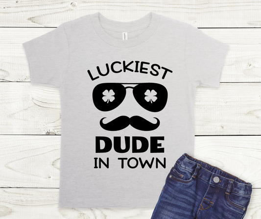 Luckiest Dude In Town St. Patricks Full Color DTF Transfer
