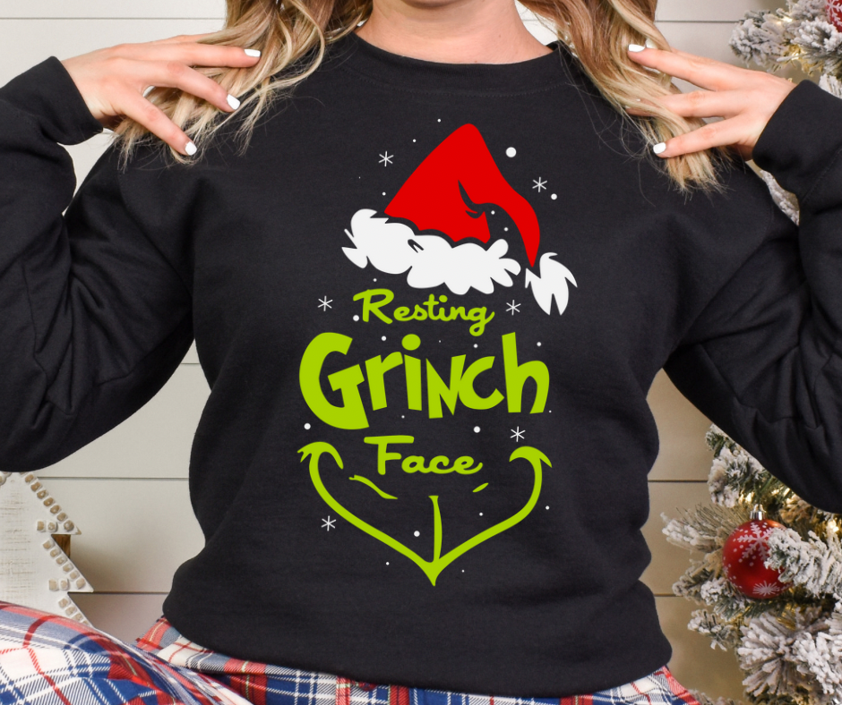 Resting Grinch Face Grinch Head Full Color DTF Transfer