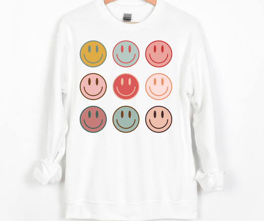 Distressed Multi Smiley Face Full Color DTF Transfer