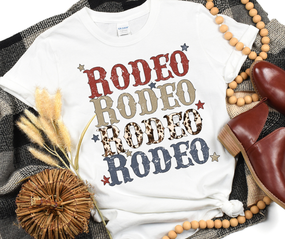 Rodeo Rodeo Rodeo w/Cow Print Full Color DTF Transfers