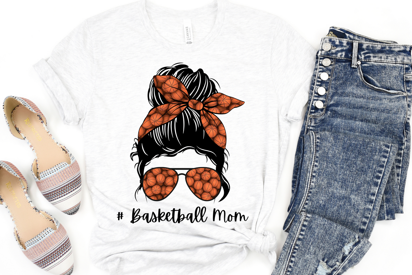 Basketball Mom Messy Bun Full Color DTF Transfer