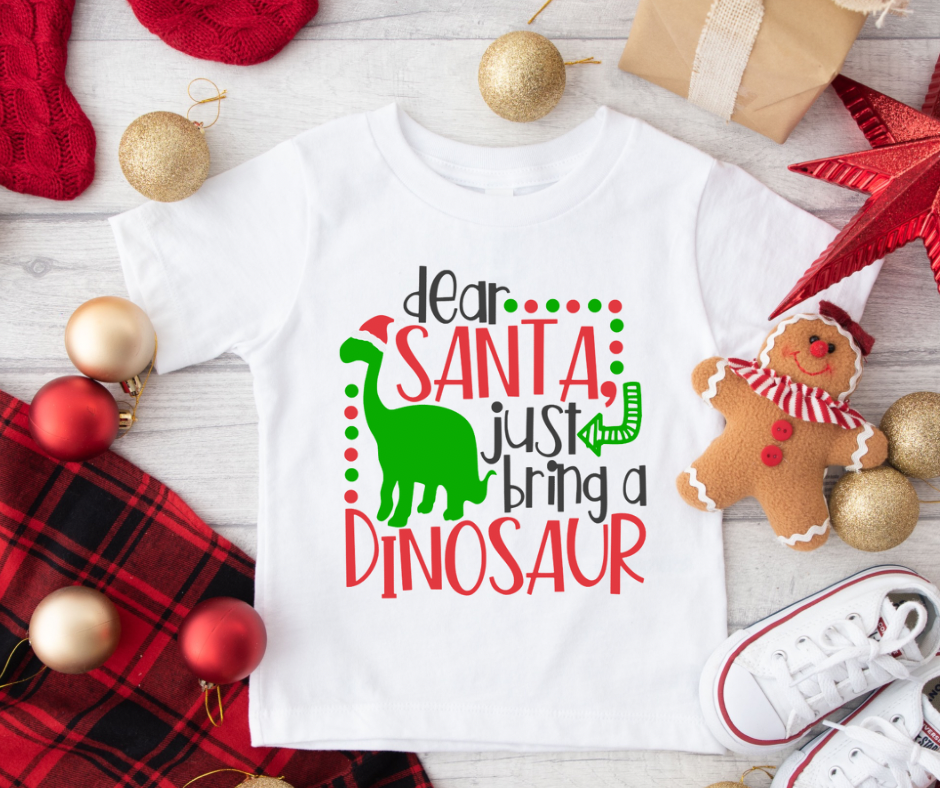 Dear Santa Just Bring A Dinosaur  Full Color DTF Transfer