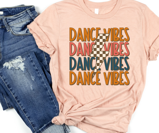 Retro Dance Vibes Checkered Lightening Bolt Full Color DTF Transfers