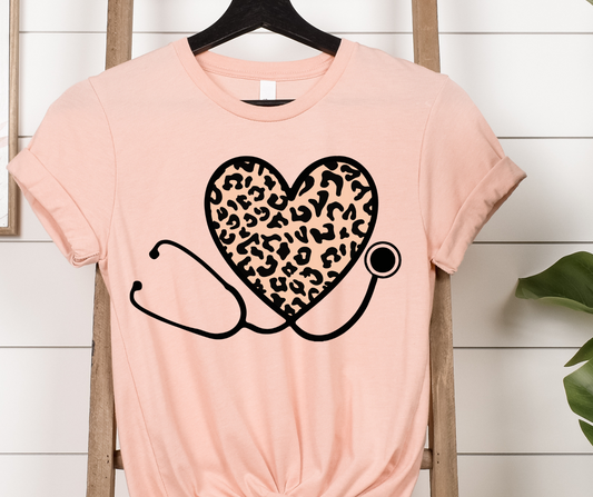 Leopard Heart Stethoscope Full Color DTF Transfers