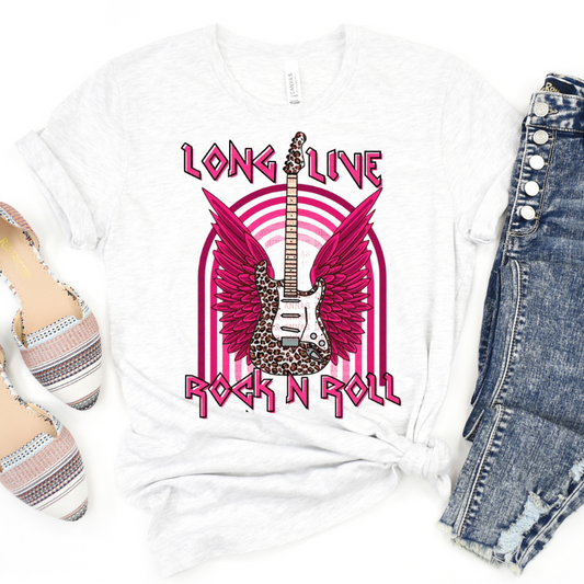 Pink Long Live Rock N Roll Full Color DTF Transfer