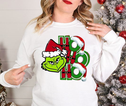 Grinch Ho Ho Ho Full Color DTF Transfer