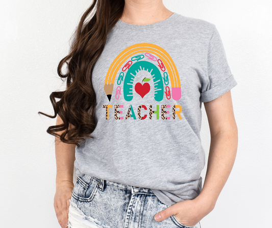 Teacher Rainbow Leopard Full Color DTF Transfers