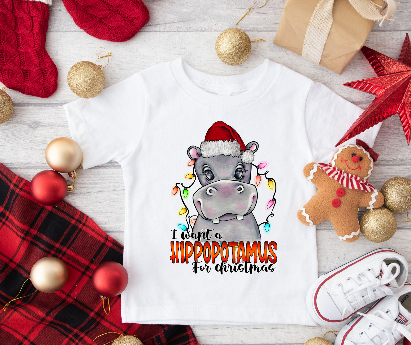 I Want A Hippopotamus For Christmas Full Color DTF Transfer